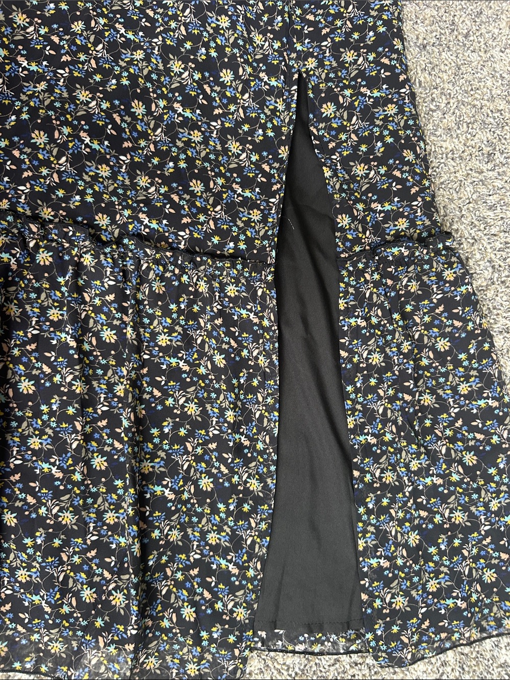 NWT petal + pup Keziah Black Ditzy Floral Maxi Long Sleeve Dress size XS - Picture 8 of 13